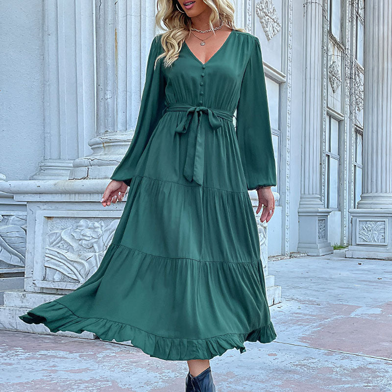 Elegant Long-Sleeve Solid Color Maxi Dress for Fall and Winter Versatile and Chic ZINNTRA Elegant Long-Sleeve Solid Color Maxi Dress for Fall and Winter Versatile and Chic ZINNTRA
