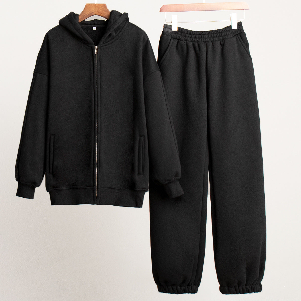 Oversized Cotton Blend Zip-Up Tracksuit Set