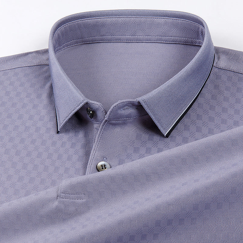 Men's Jacquard Mulberry Silk Polo | Premium Comfort Tech