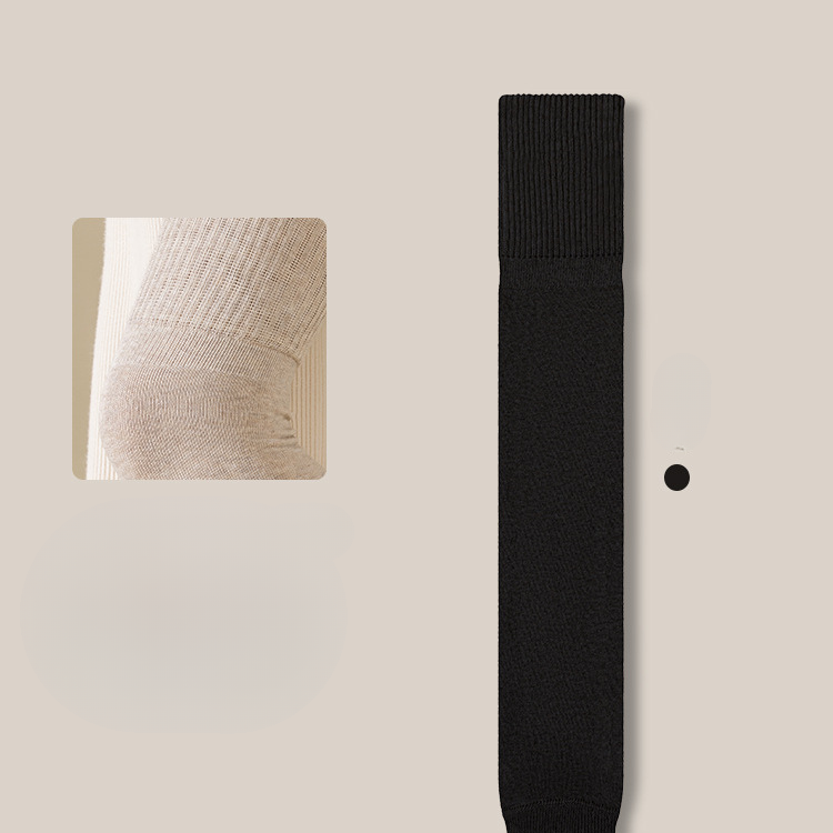 Product layout showing black leg warmer with fabric texture detail