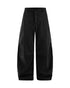 Black corduroy pants flat lay back, wide leg and patch pockets