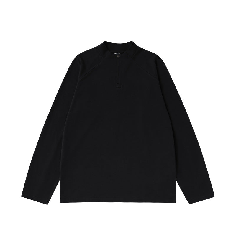 Black half zip long sleeve t shirt for men casual streetwear