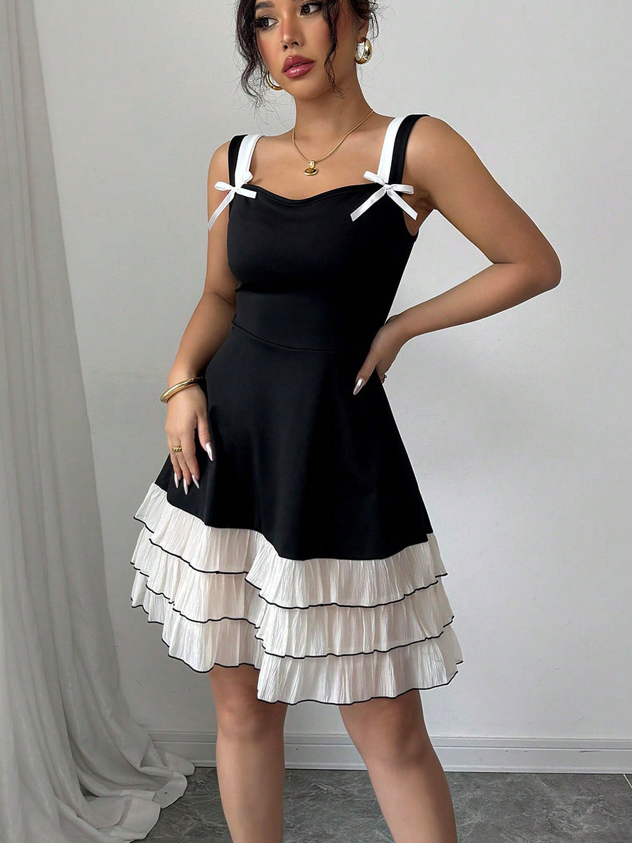 Bow Strap Ruffle Mini Dress Sleeveless Summer Favorite ZINNTRA Bow Strap Ruffle Mini Dress Sleeveless Summer Favorite ZINNTRA