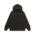 Black hoodie flat lay front, kangaroo pocket detail