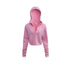 Women’s cropped hoodie, rose pink, long sleeve, hood, front flat lay.