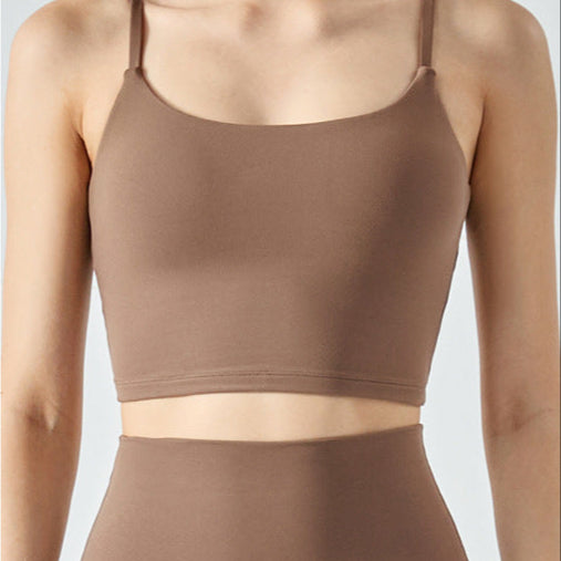 Sandal cropped yoga tank with cami straps and smooth seamless finish