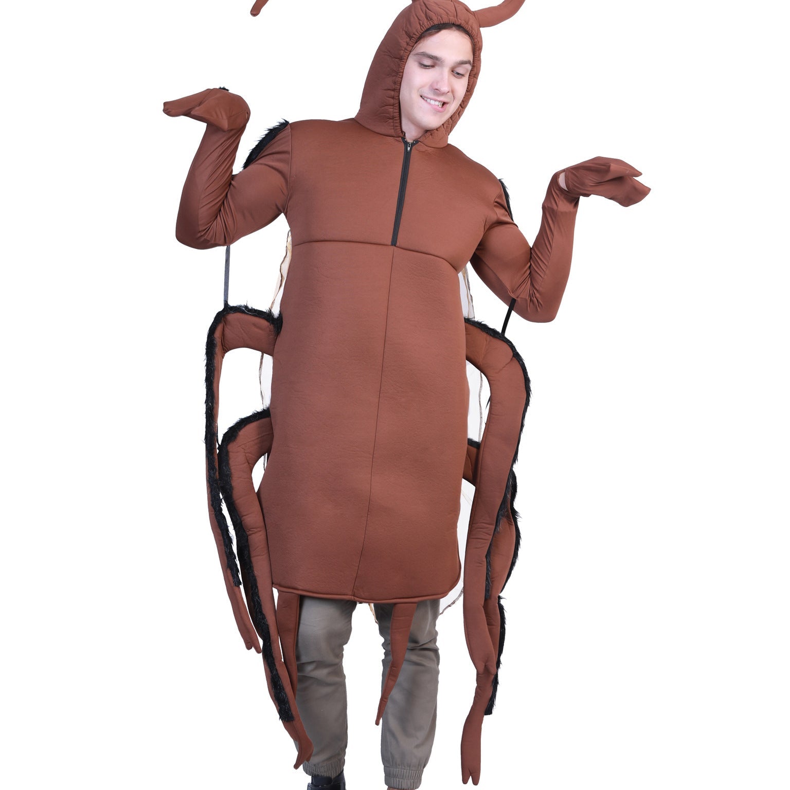 Funny cockroach Halloween costume for adults with antennae