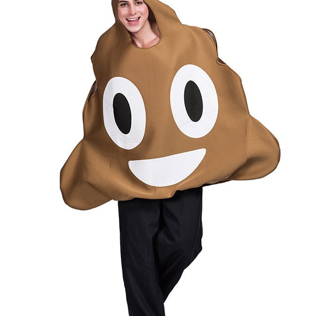 Funny poop emoji Halloween costume for adults with smiling face