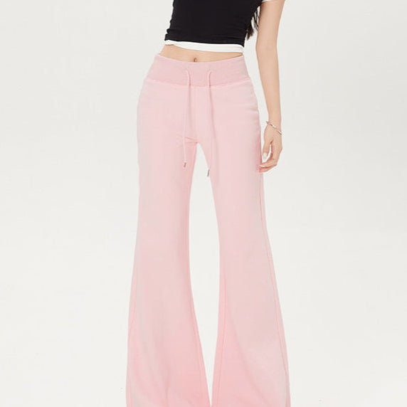 High-Waist Drawstring Summer Flared Pants | Slim Fit Lounge Trousers for Women