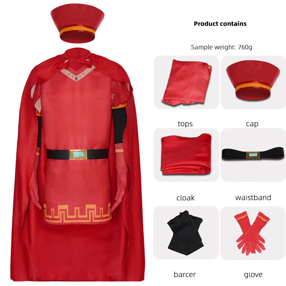 Lord Farquaad Shrek 4D cosplay costume set with hat cloak top belt gloves and wrist guards
