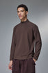 Brown half zip long sleeve t shirt mens oversized fit