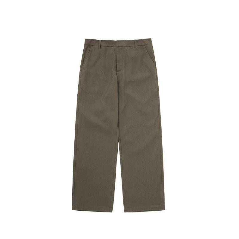 Mens dress pants dark brown flat back, straight leg