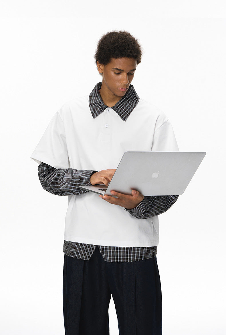 Men's Long Sleeve Polo T-Shirt Oversized Streetwear Campus – ZINNTRA