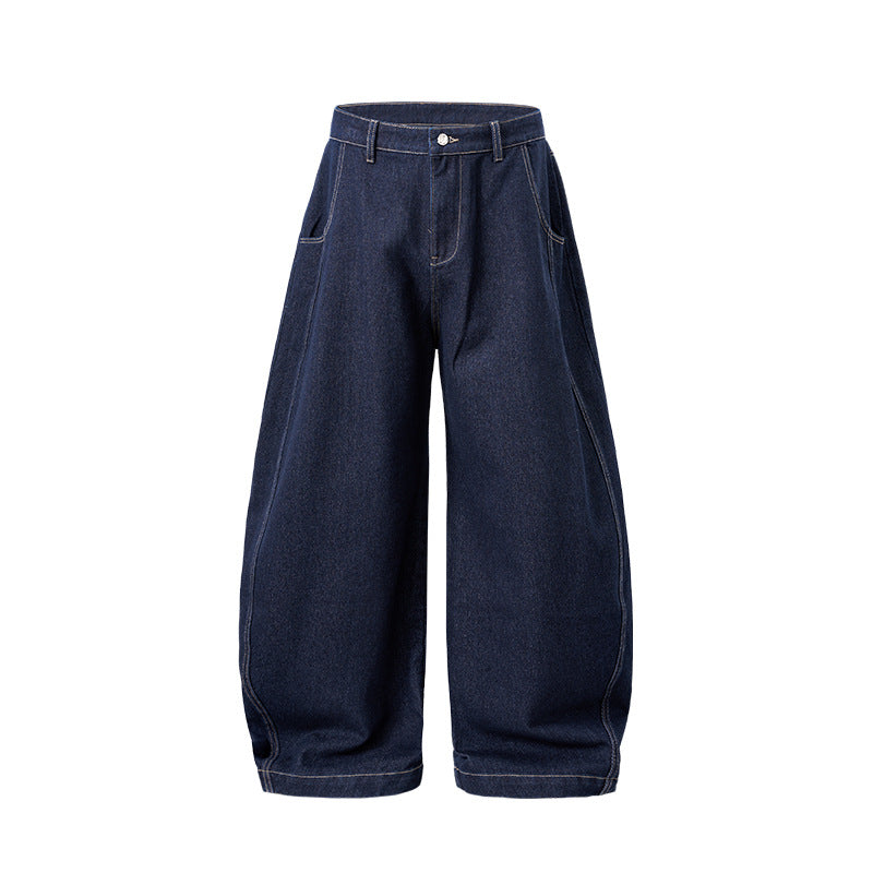 Dark blue mid rise wide leg jeans swatch, deep indigo