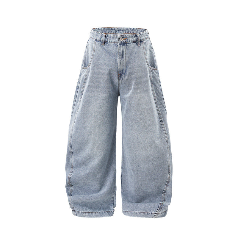 Light blue mid rise wide leg jeans color swatch, front view