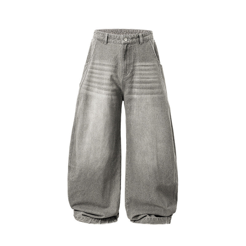 Light gray mid rise wide leg jeans color swatch, front view