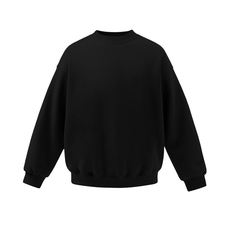 Men’s oversized sweatshirt black flat front, crewneck with rib hem