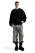 Men’s oversized sweatshirt black on model, full body front