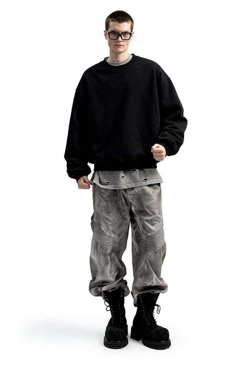 Men’s oversized sweatshirt black on model, full body front