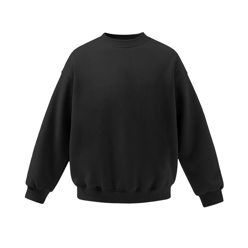 Men’s oversized sweatshirt dark gray flat back, crewneck fleece