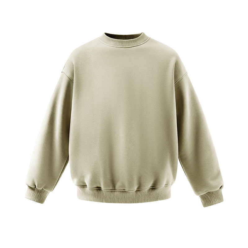 Men’s oversized sweatshirt khaki flat front, crewneck with rib hem