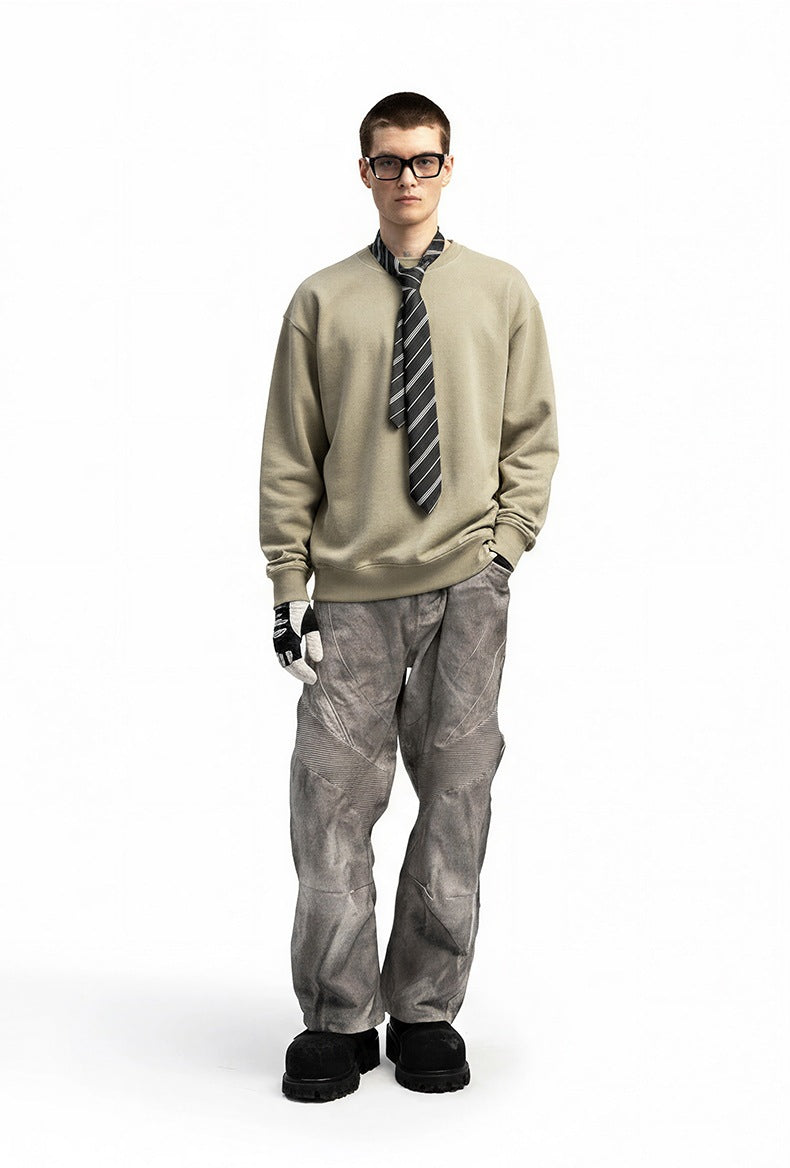 Men’s oversized sweatshirt light khaki flat front, minimal solid