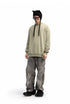 Men’s oversized sweatshirt light khaki on model with beanie, front