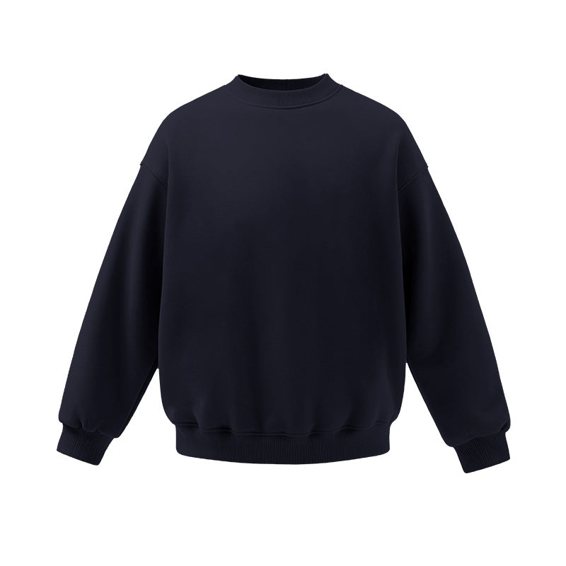 Men’s oversized sweatshirt navy flat front, fleece lined crewneck