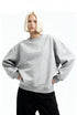 Women’s oversized sweatshirt light gray half-body front, drop shoulder