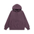 Purple hoodie flat lay front, oversized fleece pullover
