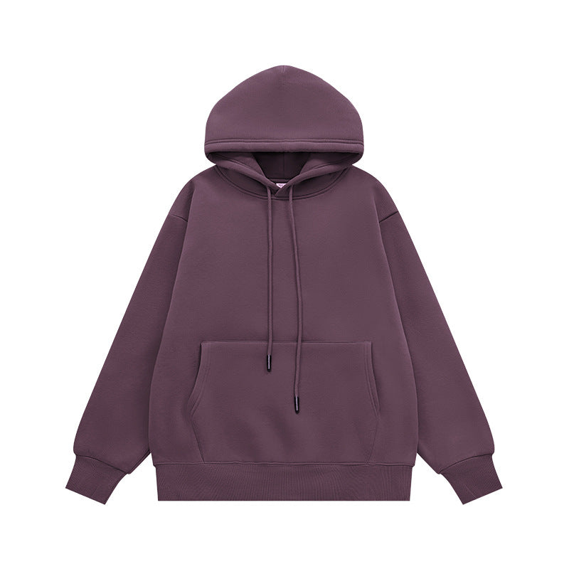 Purple hoodie flat lay front, oversized fleece pullover