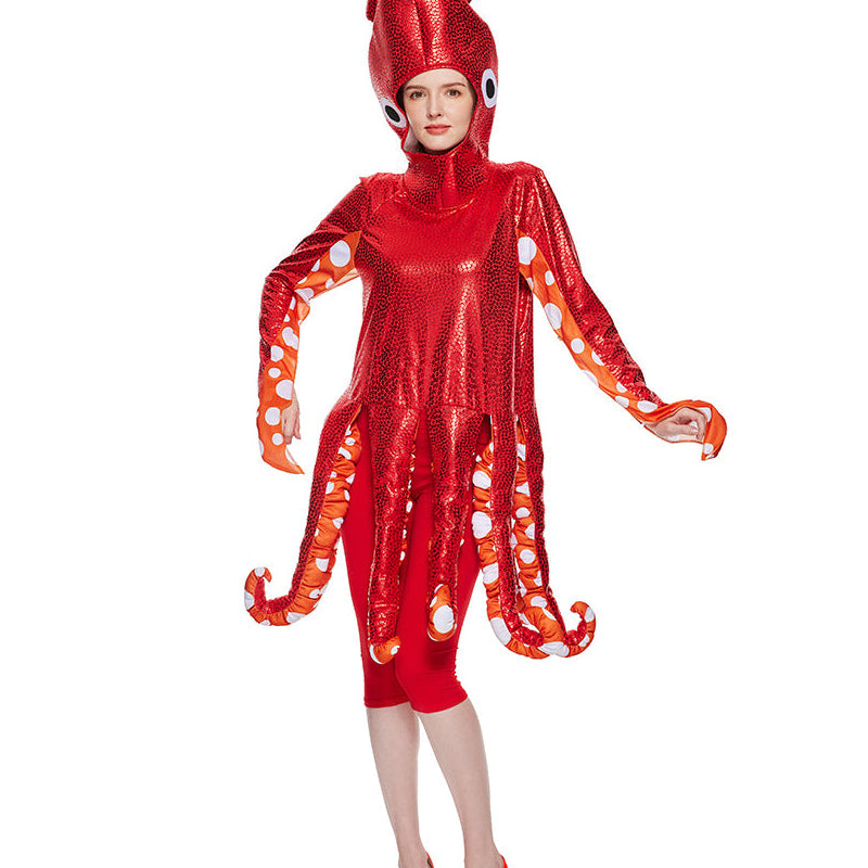 Red squid Halloween costume full front view