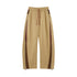 Khaki wide leg track pants flat lay front, straight cuff and stripes