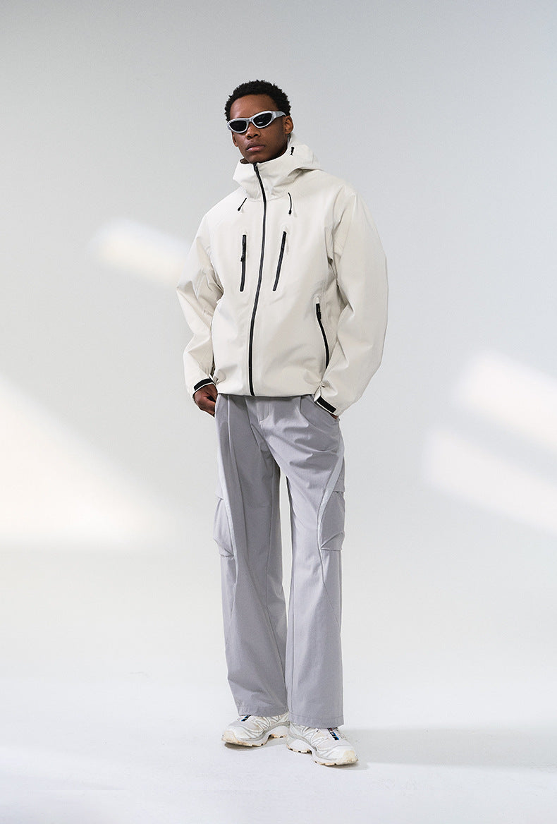 Off-white windbreaker jacket angled front, full body