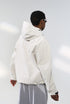 Off-white windbreaker jacket back view, relaxed hem