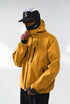 ellow windbreaker jacket right side view with hood up