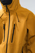 Yellow windbreaker jacket three-quarter front view on model