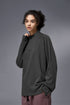Dark gray half zip long sleeve t shirt for women relaxed fit