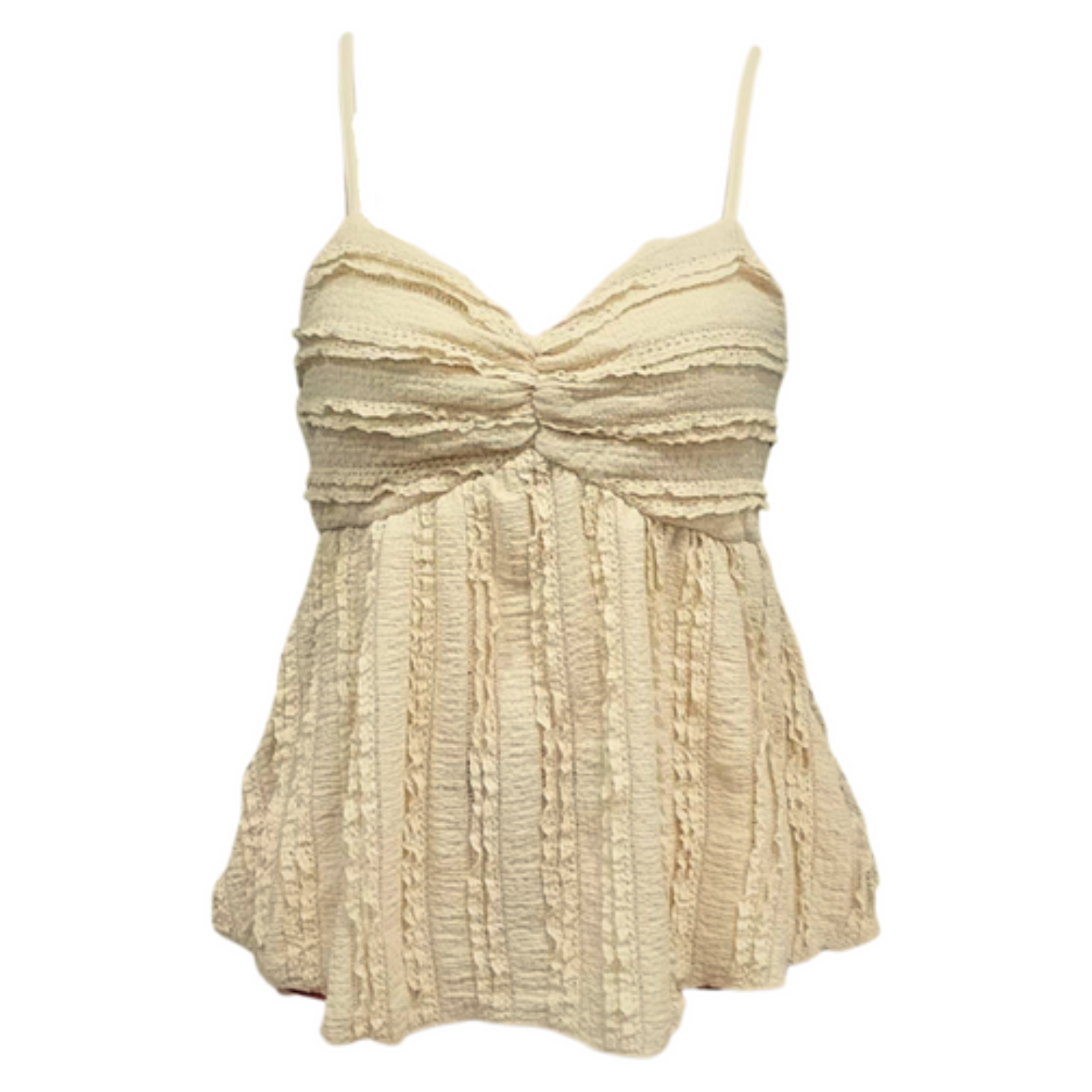 Flat lay of yellow smocked tank top