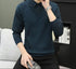 Dark green V-neck sweater with ribbed sleeves