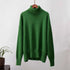 Emerald green turtleneck sweater, thick ribbed collar, modern minimalist design