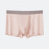 Blush pink boxer briefs with grey elastic waistband, seamless comfort design