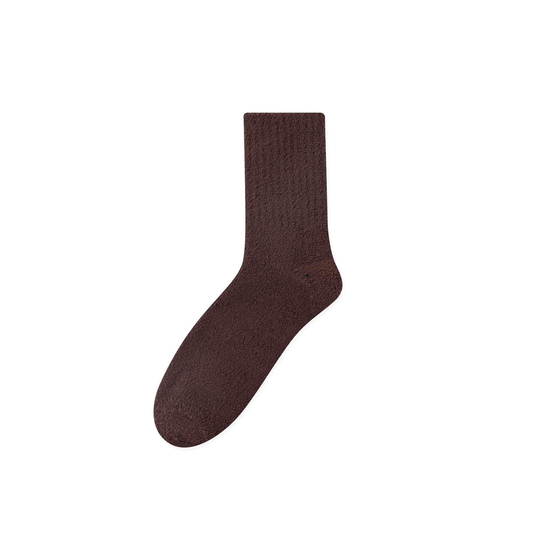 Dark blue sock with a soft, fuzzy knit material, displayed standalone