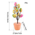 Bunny-themed Easter egg tree with measurement details featuring playful rabbit prints on pastel eggs for festive home decor.