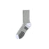 Gray athletic sock with white heel and toe panels, featuring breathable ribbed texture and support stripes