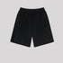 Black distressed sweatshorts with elastic waistband and intentional holes