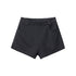 Black tailored shorts with clean lines and signature pocket design