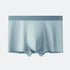 Pale blue men's boxer briefs with centered pouch, smooth fabric, and darker blue waistband