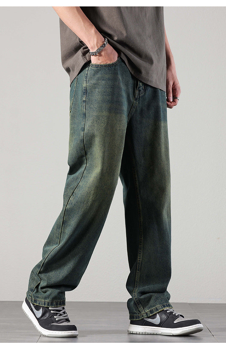 Retro Moss Green Straight Leg Jeans – ZINNTRA