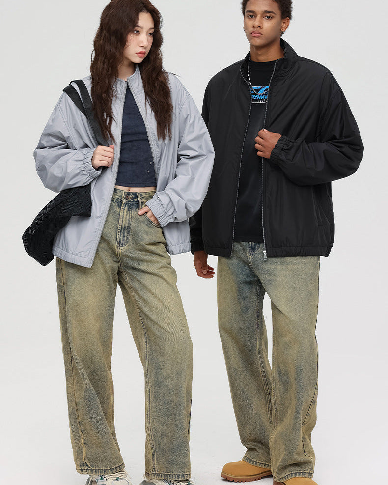 Oversized Balloon Sleeve Bomber Jacket